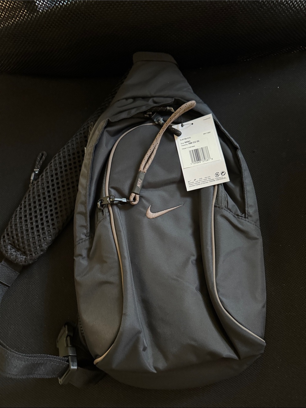 Nike Men’s Black Sling Bag with Taupe Accent